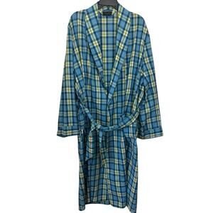 VTG 70s 80s SEARS Large Blue Green Plaid Robe Lightweight Preppy Mens Large Tall